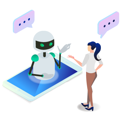 AIチャットボットと人間が対話をしている様子