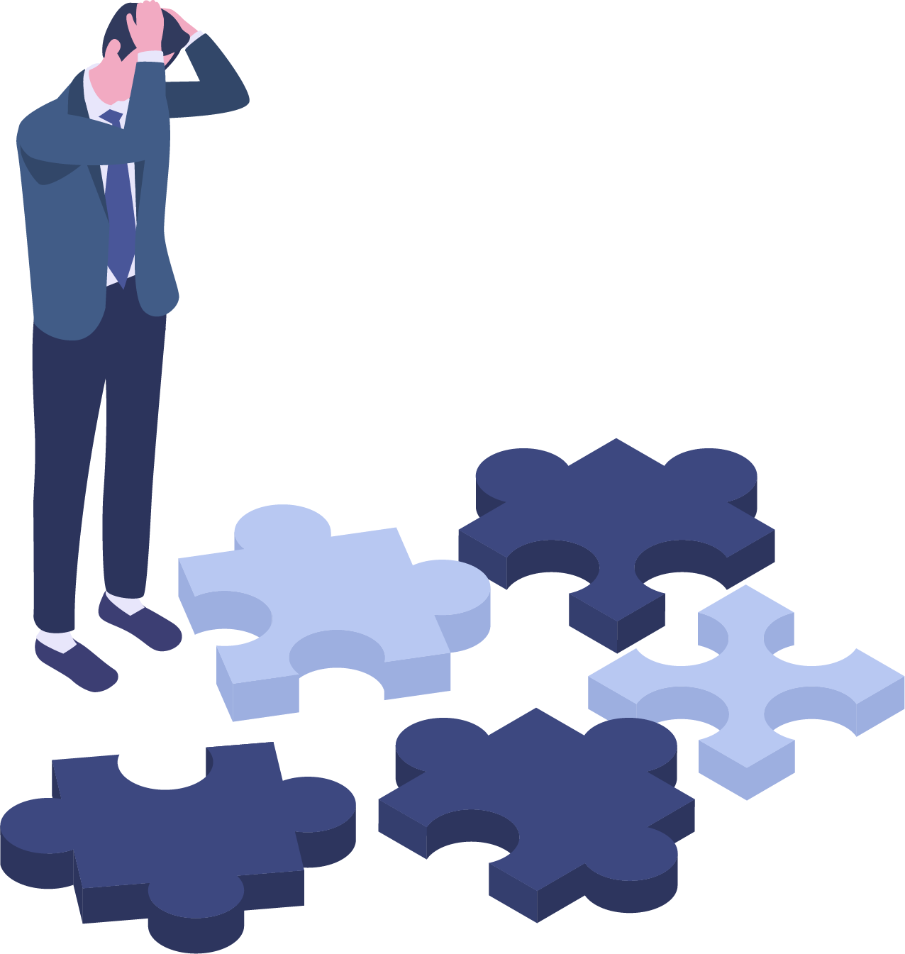 頭を抱えて悩む男性のイラスト