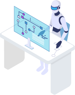 分析をするAIロボットのイラスト